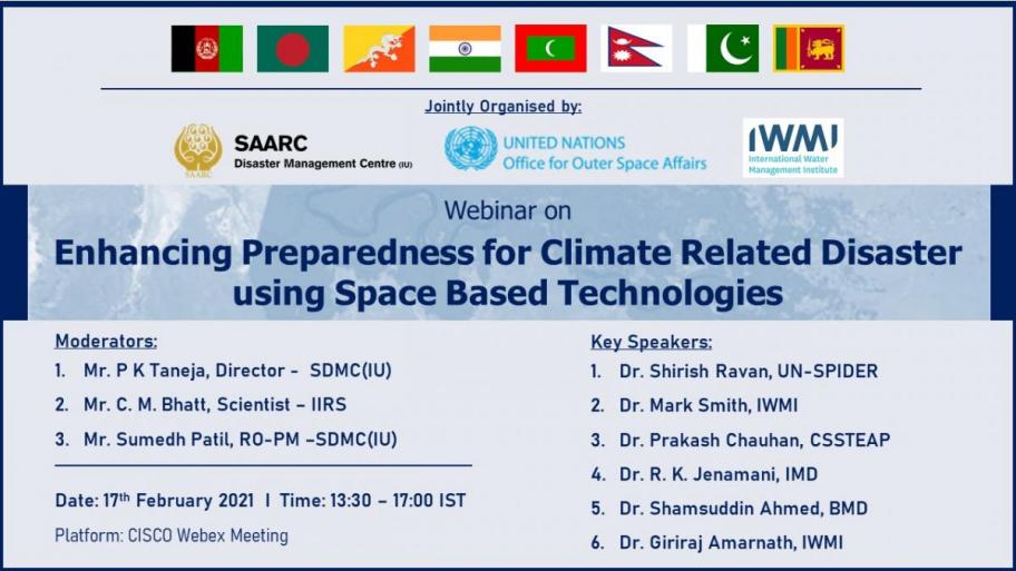 Webinar on Enhancing Preparedness for Climate Related Disasters Using Space-Based Technologies